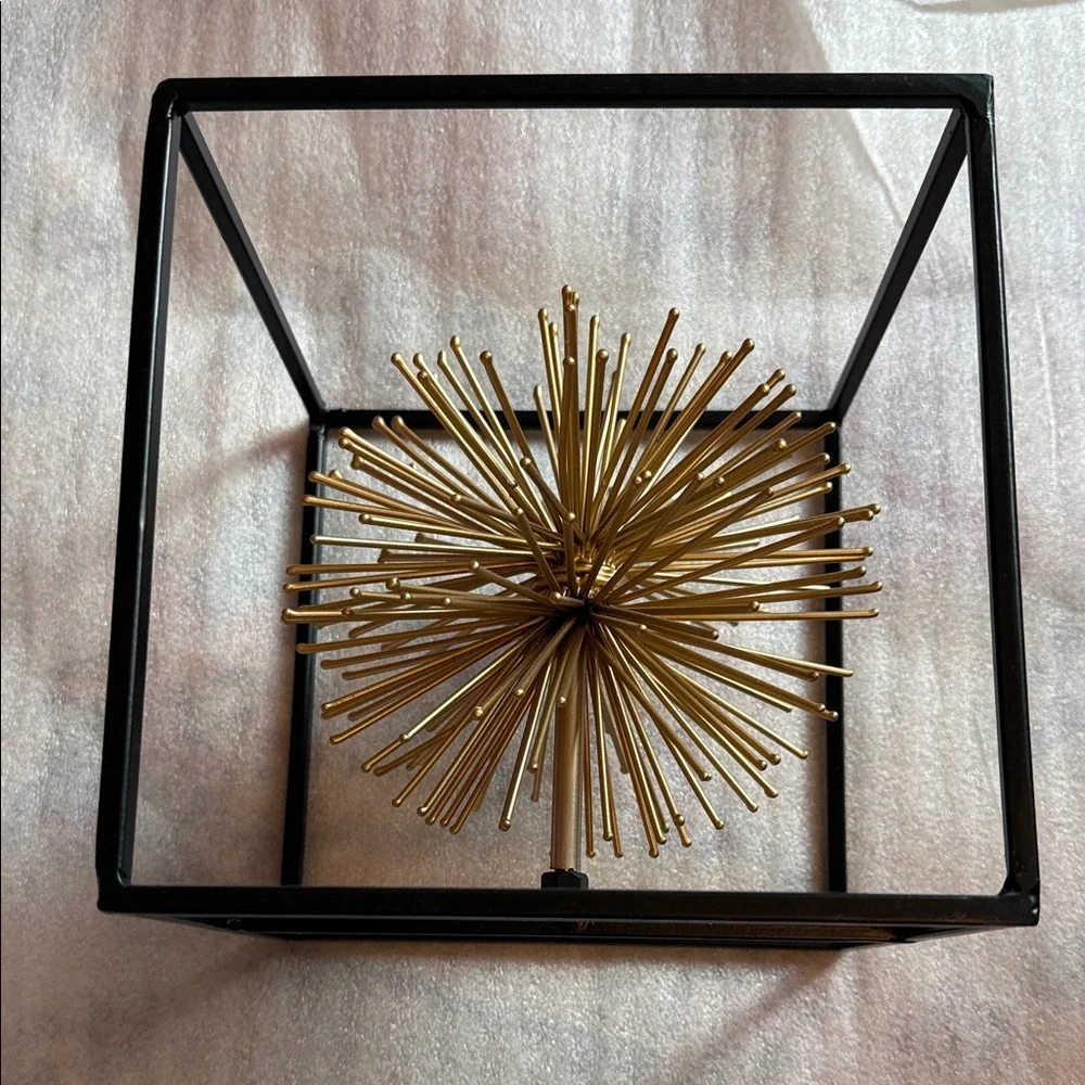 Mid-CenturyModern Gold Atomic Starburst Style Cube Centerpiece| Spiked Sphere